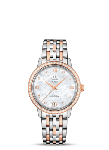 Omega De Ville Prestige Co-Axial 32.7 Stainless Steel / Red Gold / MOP Butterfly / Diamond / Bracelet